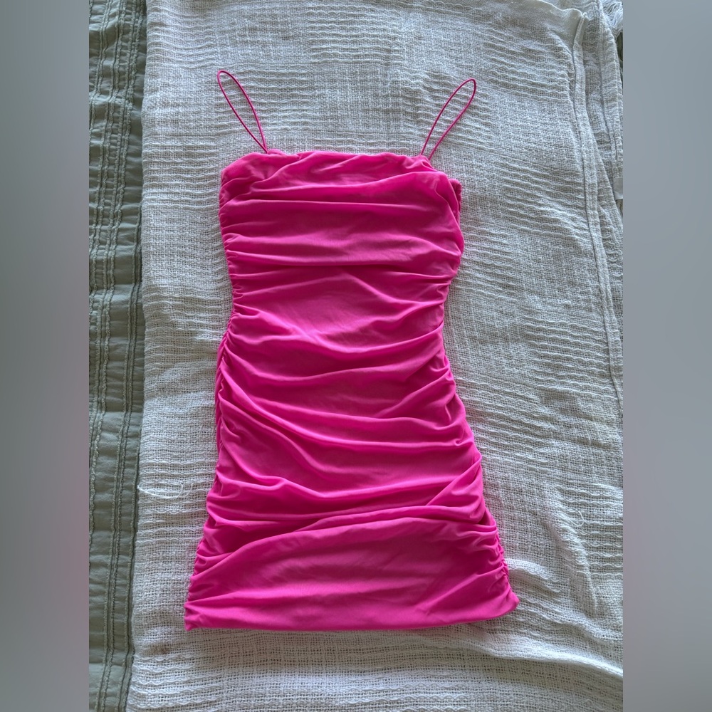 Pink Ruched Mini Dress